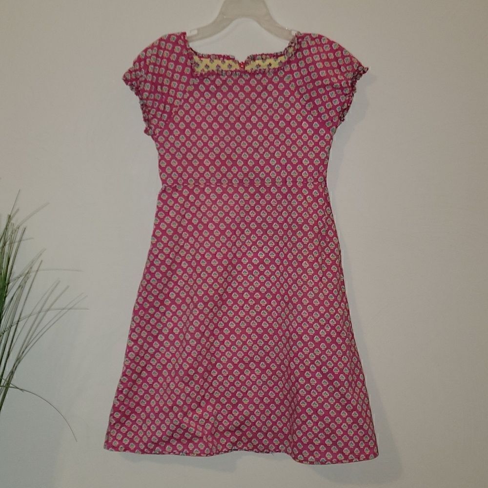 RALPH LAUREN BLUE LABEL PINK PATTERNED CAP SLEEVE DRESS, SIZE 6